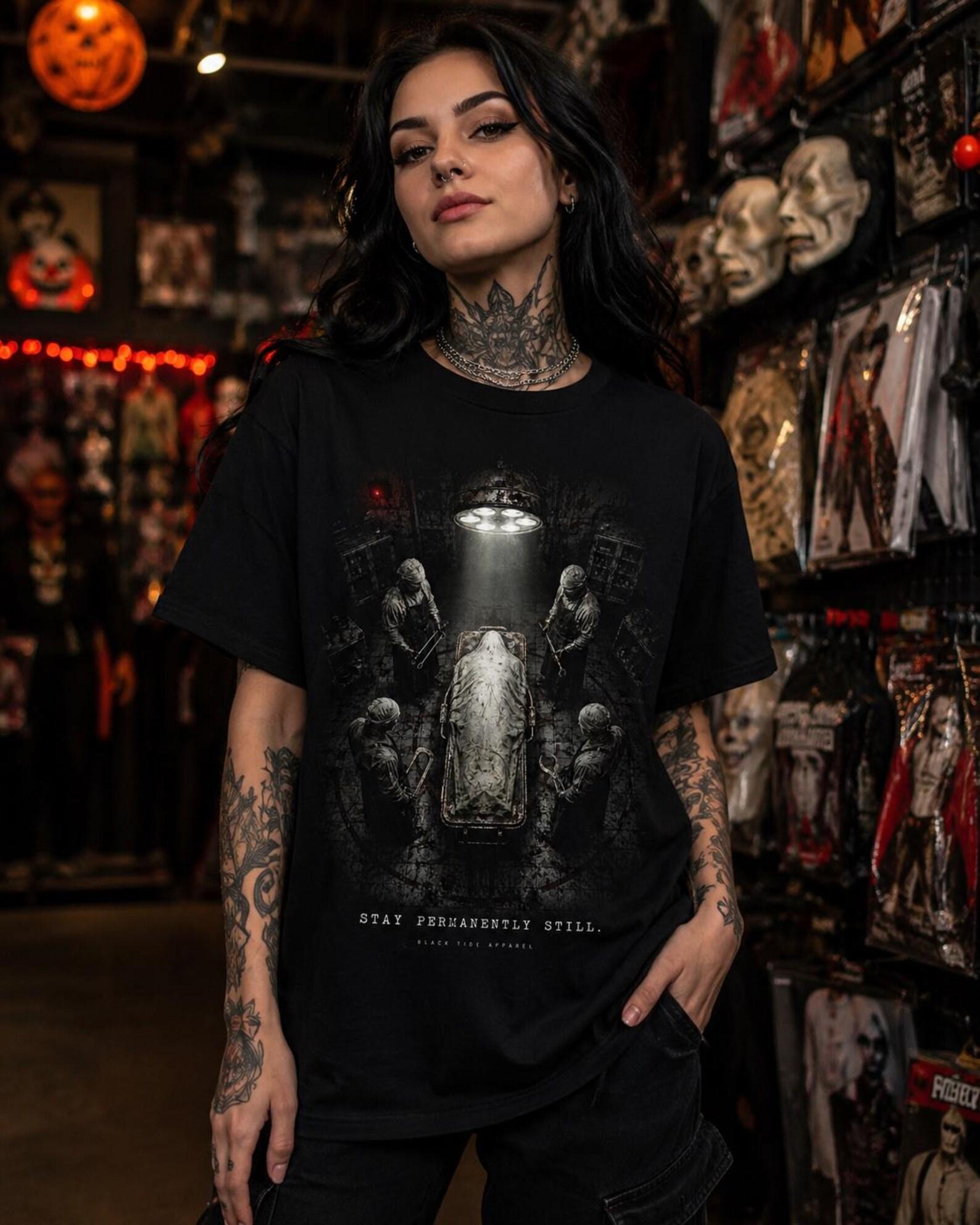 Horror T-Shirt | Asylum Medical Gothic Apparel, Black Tide Apparel M