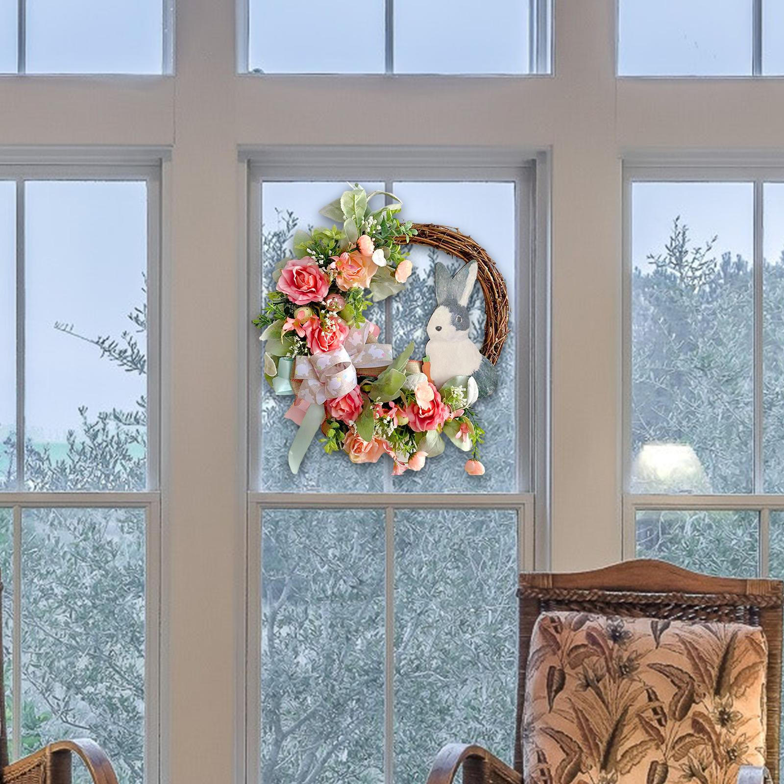 

Easter Wreath Artificial Flowers Garland for Home Indoor Outdoor Hanging Decor