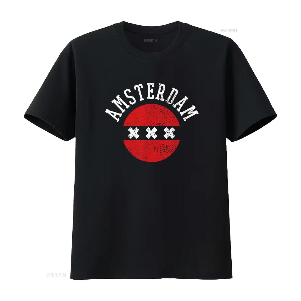 Maglietta Amsterdam vintage Lavata Traspirante abbigliamento firmato Top Leggermente Versatile Per l'Uso Quotidiano Unisex Comodo