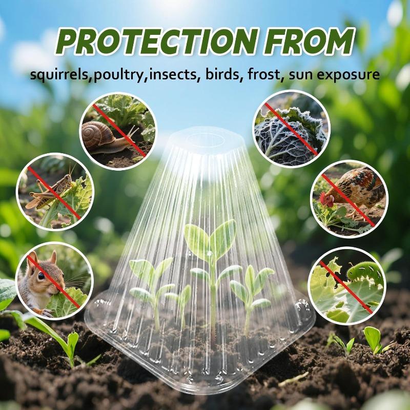 100PCS Gardening Greenhouse Plant Covers Transparent Garden Cloches for Plants Reusable Bell Plant Cover Plastic Small Plant Seedling Protector