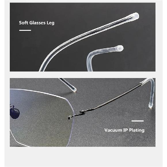 Denmark Brand Polygon Rimless Glasses Frame Men Women 2128 Fashion Frameless Oversize Eyeglasses Pure Titanium Ultralight Gafas