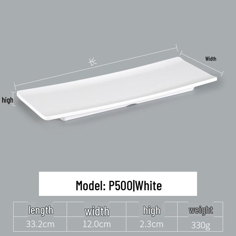 

White Rectangular Melamine Serving Plate