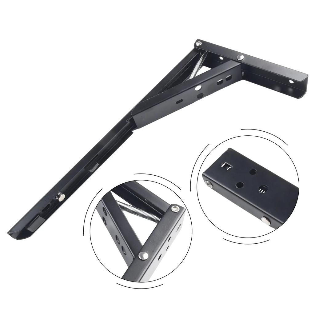 4/8/10/12 Inch Wall Mounted Triangle Folding Angle Bracket Work Bench Table Shelf Bracket Furniture Heavy Support Hardware