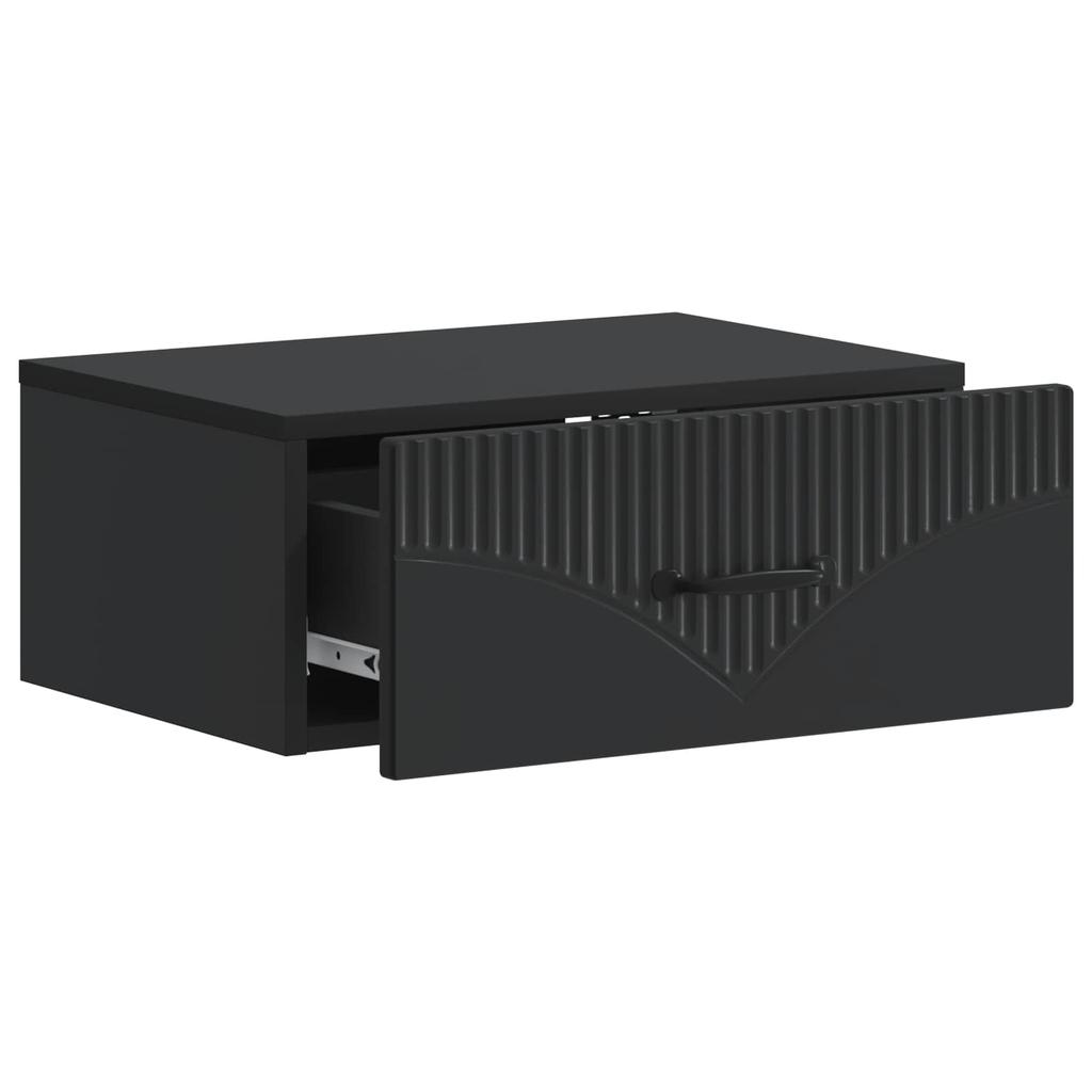 Wall Mounted Nightstand Black 49 X 34.5 X 20 Cm