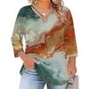 Damen Plus Size Blumenprint Dreiviertelarm Oberteil, Lässige Bluse, Locker Geschnittene Tunika für Frühling Sommer, Tägliches Tragen, Arbeit und Ausgehen