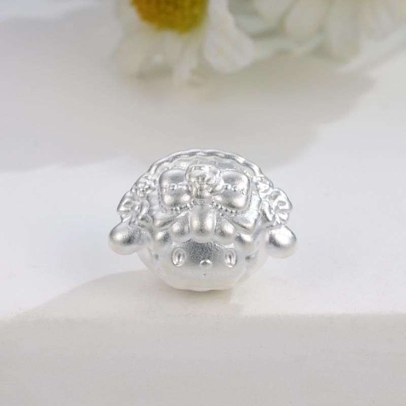 Sterling Silver 999 Bride Luck Charm Sheep Bead Cartoon Bracelet Accessory