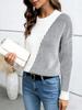 Women's Autumn Winter Color Block Loose Knit Pullover Sweater - Casual Round Neck Top