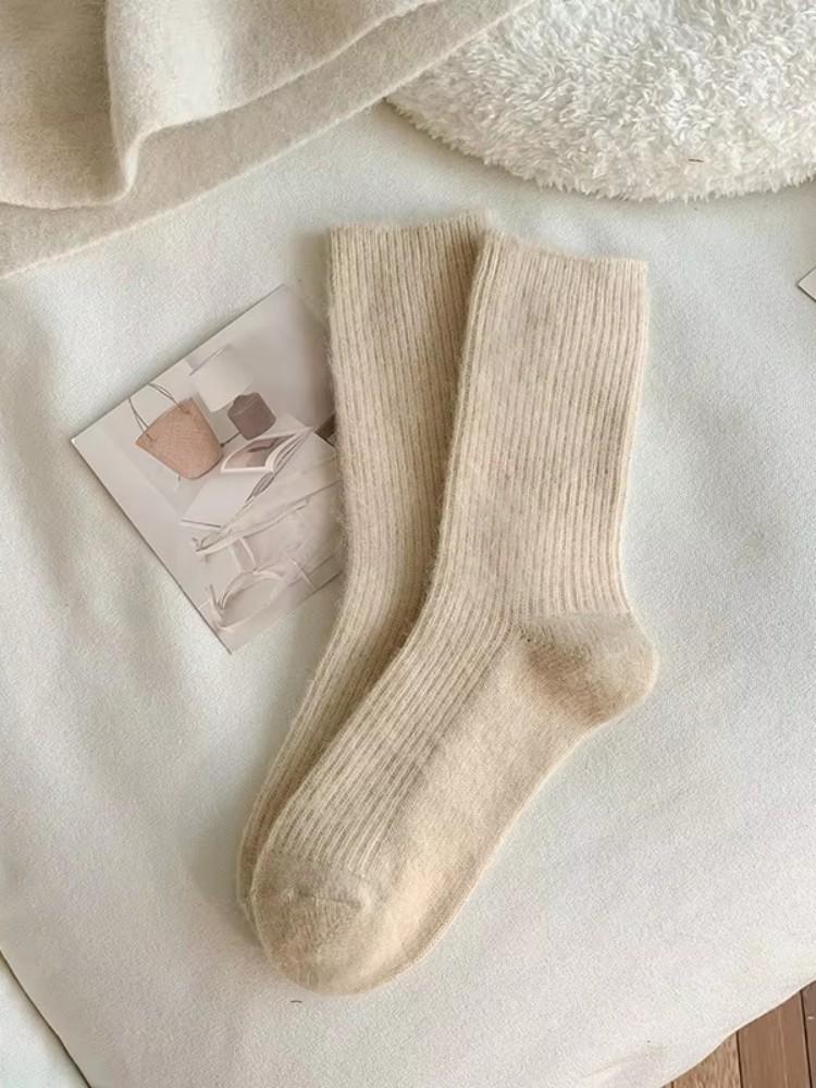 1/2 pairs Women's Winter Wool Socks Fleece Lined Long Fashionable Outdoor Wear New Style Versatile Warm Mid-Calf Forest System