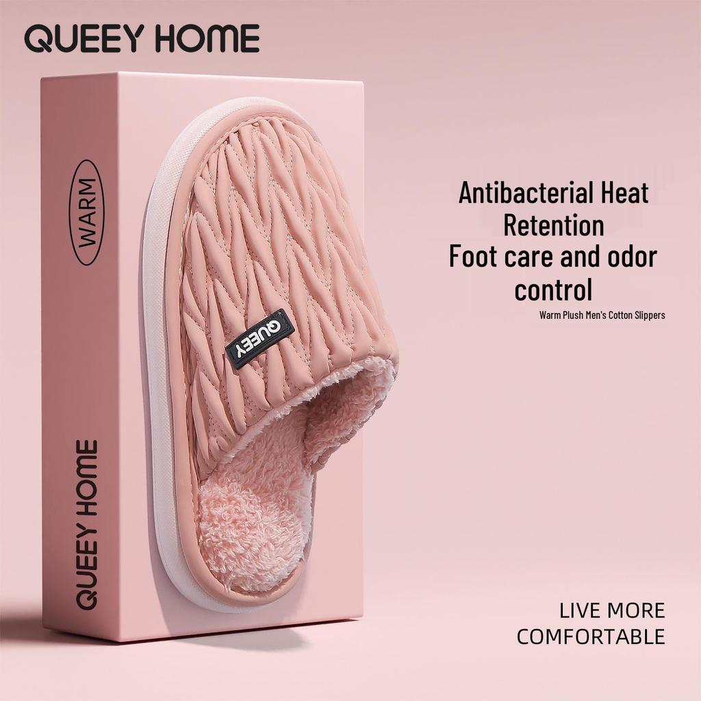 Waterproof Men's & Women's Cotton Slippers - Non-slip, Thick Sole, Antibacterial, Deodorant, Warm, & Closed-Toe for Autumn/Winter 2025.