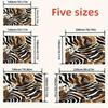 Stylish Wild Animal Print Tablecloth, Rich Brown, Black and White Zebra-Leopard Texture, Durable with Scalloped Hem for Indoor