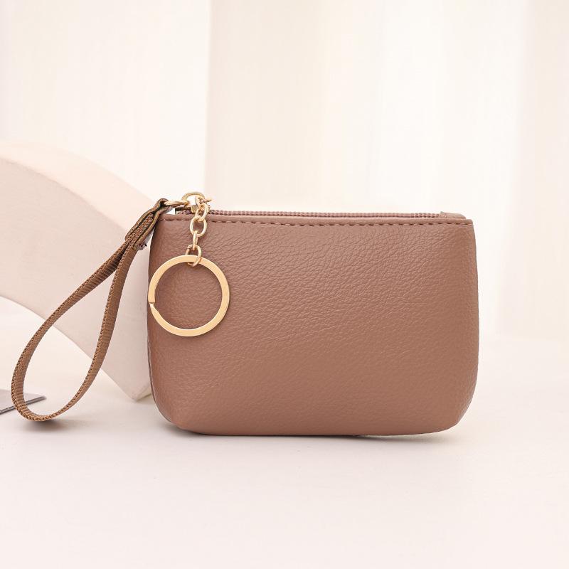 

New Coin Purse Clutch Bags High Quality Zipper Coin Purse Fashionable Litchi Grain Rope Bag Keychain Shopping Gifts хакі