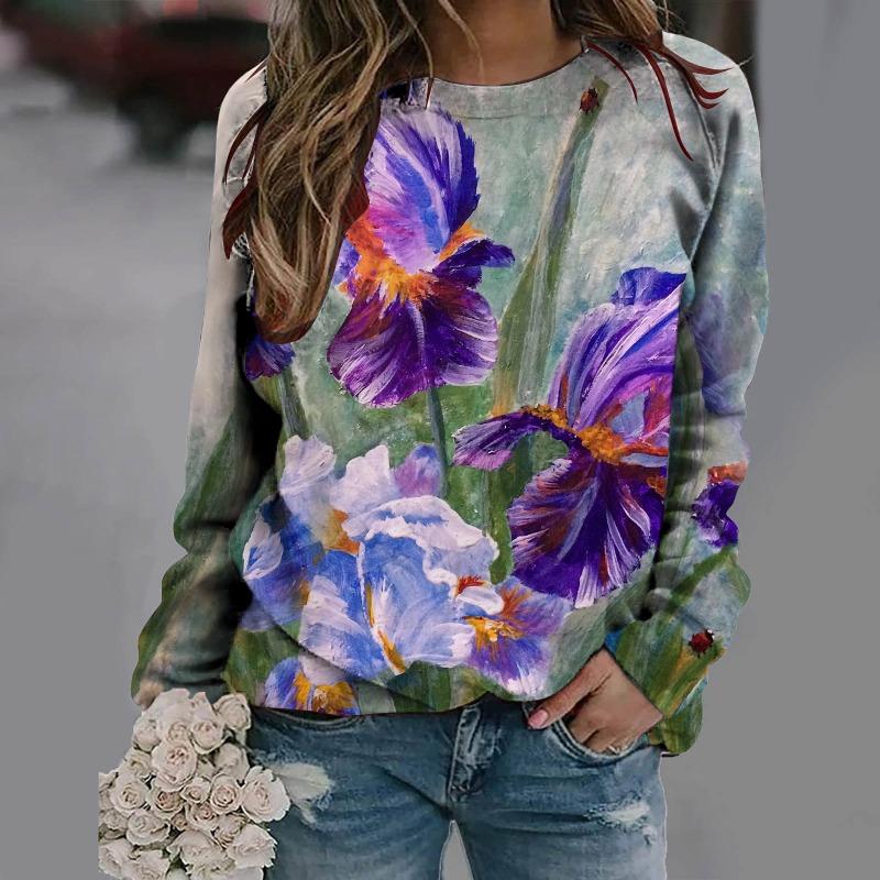 Summer Flower 3D Printed Sportswear for Women's Casual Long Sleeved Clothing
