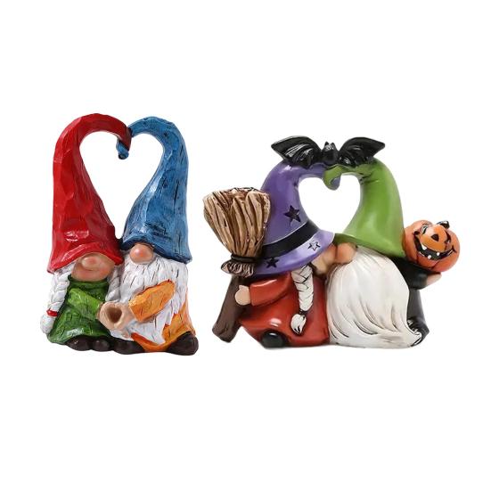 Couple Gnome Ornament Love Heart Kissing Faceless Dwarf Statue Resin Sculpture Home Office Desktop Decoration Ornament