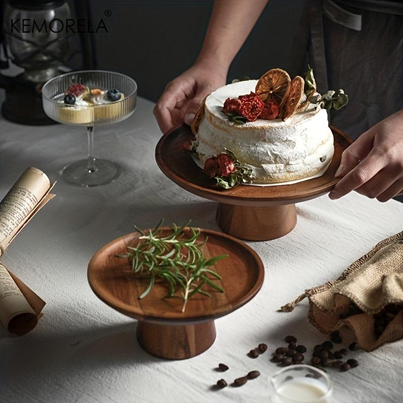 Japanese Wooden Cake Tray Food Storage Box With Glass Lid Kitchen Fruit Cake Dessert Nut Snack Kitchen Storage Box