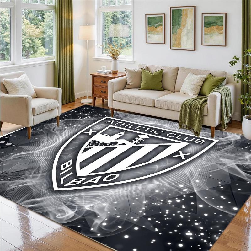 Athletic Bilbao Football Design Crystal Velvet Rug Soft Decorative Mat for Bedroom Entrance