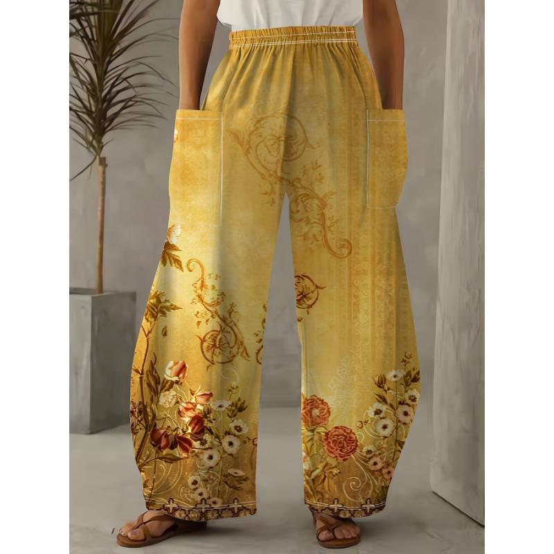 Everyday Casual Floral Print Loose Pants