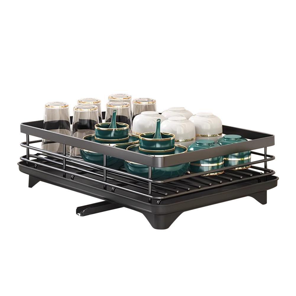 Sink Organizer Dish Racks with Drainboard Dish Strainer Shelf Carbon Steel Dish Rack for Kitchen Storage Counter Organizer
