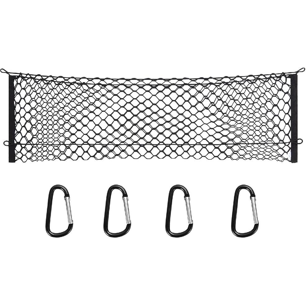Chevy Silverado & Ford F150/F250 Truck Bed Cargo Net - Elastic Mesh Net Organizer (49X15.2 Inch)