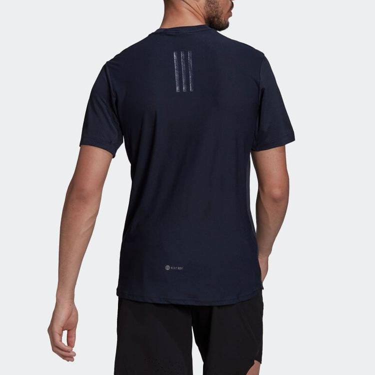 Adidas Casual Logo Crew Neck Short Sleeve T-Shirt Men Tops Navy-Blue HC4228