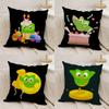 Cute D-Duolingos Cushion Cover Silky Short Plush Double-Sided Printed Pillow Case for Sofa All Seasons Home Decor Gift