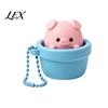 Handheld Sensory Gadget Potted Pig Clicker Toy with Bead Chain, Clicky Button Fidget Pendant for Stress Relief, Finger Backpacks School Bags
