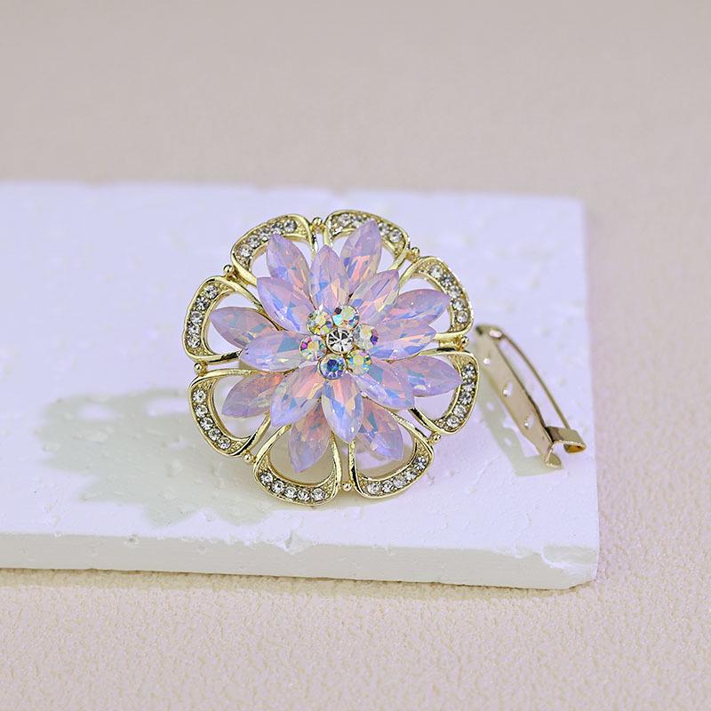 

Брошь-шарф с бриллиантами в виде семилепесткового цветка - Элегантная булавка-цветок двойного назначения для женщин.