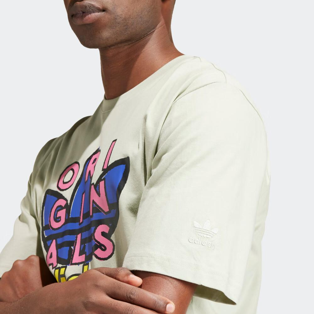 Adidas Round Neck Logo Print Three Leaves Short Sleeve T-Shirt Men T-Shirts Haze-Green ISO231