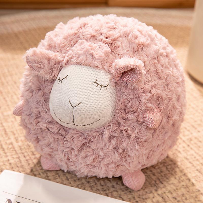 Cute Sheep Plush Toy Pillow, Woolly Round Sheep Stuffed Animal, Soft Comforting Cuddle Buddy Gift