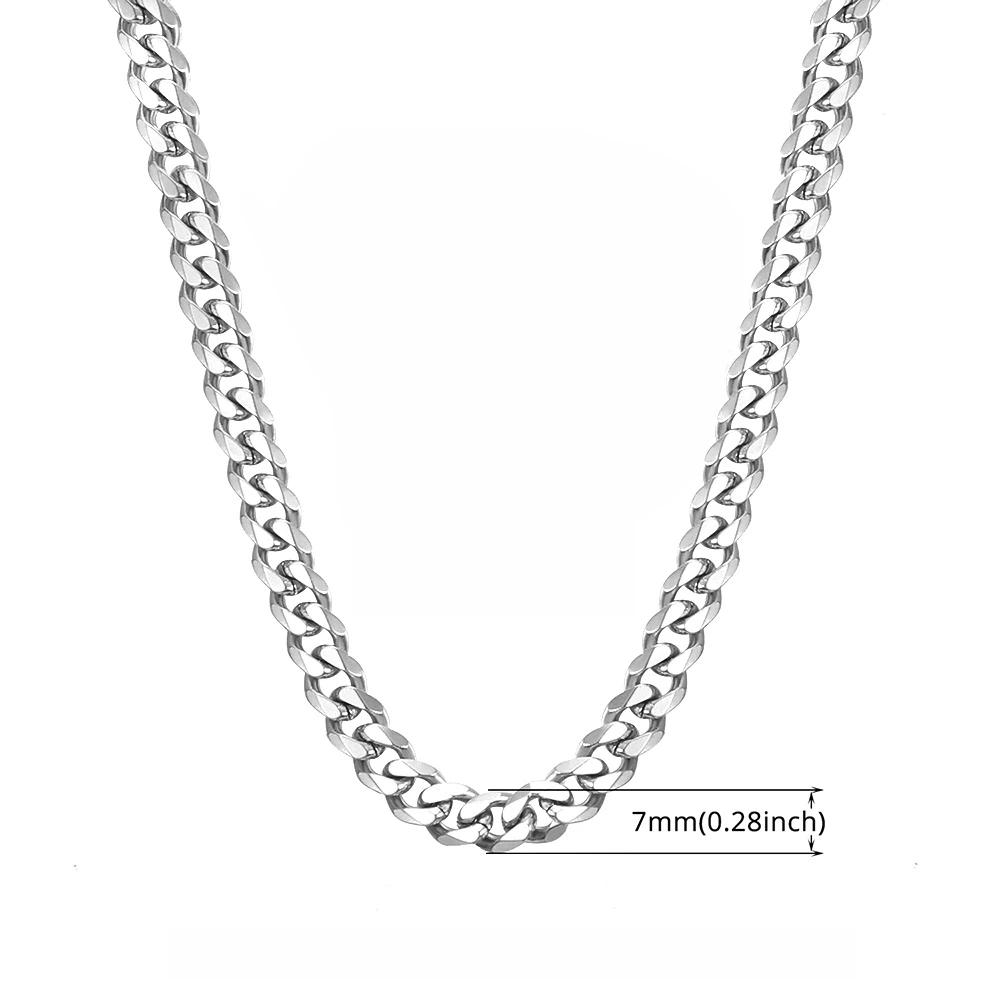 

7mm Punk Male Gold Silver Color Stainless Steel Thick Cuban Link Chain Necklace for Men Women Vintage Fashion Jewelry Gifts 50m