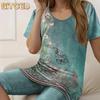 Women's Fashion Casual Short Sleeve O-Neck Pants Suits