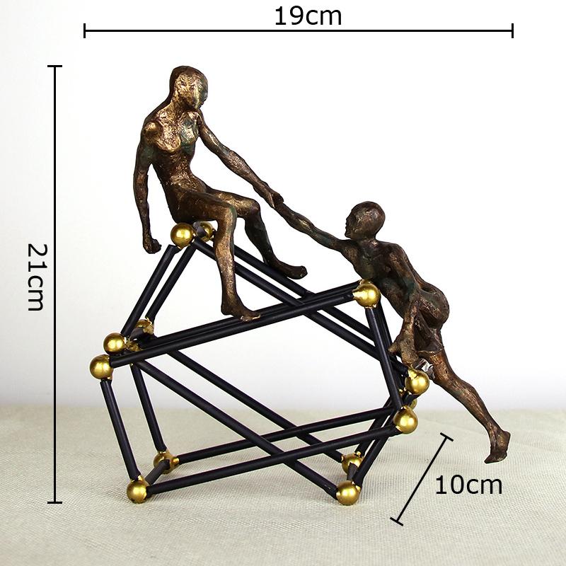 Retro Golden Figures Statue Ornaments Desk Decoration Minimalist Abstract Acrobat Character Resin Sculpture Room Aesthetic Decor
