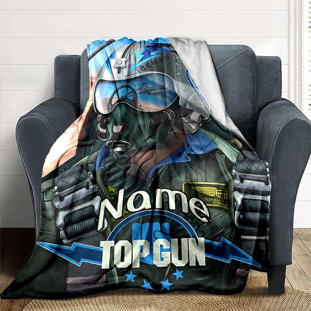 Customiz Name Personality Top Gun Maverick Blanket Soft &Warm Sofa Office Bed Travel Lunch Break Blanket, Gift Suitable All Seasons