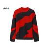 CROQUIS Men's 2023 Winter Color Block Loose Round Neck Sweater