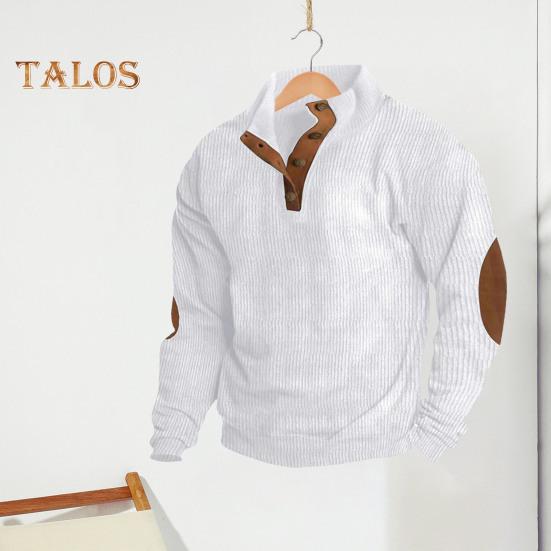 Spring Autumn Men Top Colorblock Patchwork Retro Style Half-open Stand Collar Sweatshirt Plus Size Loose Long Sleeves Top Daily Life Office Outdoor