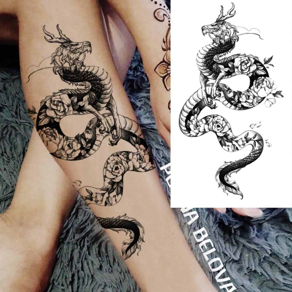 1 Sheet Dragon Temporary Tattoos For Men Women Water Transfer Tattoo Sticker Self Adhesive High Quality Fake Tatoo Arm Forearm