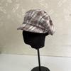 Retro Plaid Forward Hat Female Autumn and Winter Versatile Face Small Painter Newsboy Hat Big Head Circumference Anti-wearing Beret