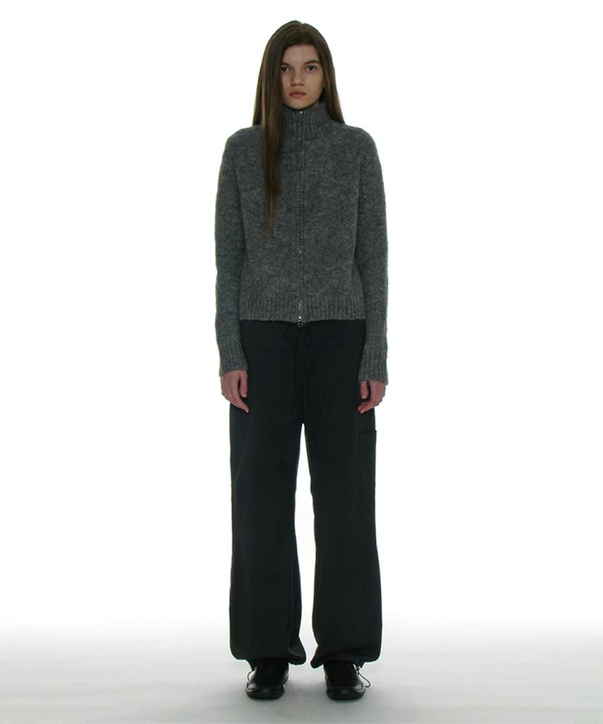 PARTIMENTO WOMEN Drawstring Rounding Slacks_Charcoal