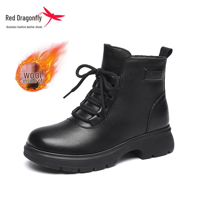 Red Dragonfly Women s High-Top Winter Shearling Leather Boots 37
