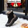 Women's Retro Zipper Fashion Lightweight Soft Sole Winter Warm Plush Snow Boots Lined with Fleece Non-slip Casual Sports Cotton Boots