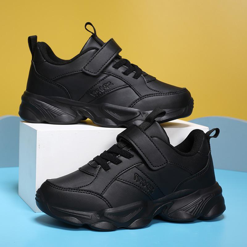 2025 Spring Kids Solid Color Soft Sole White Leather Sports Shoes