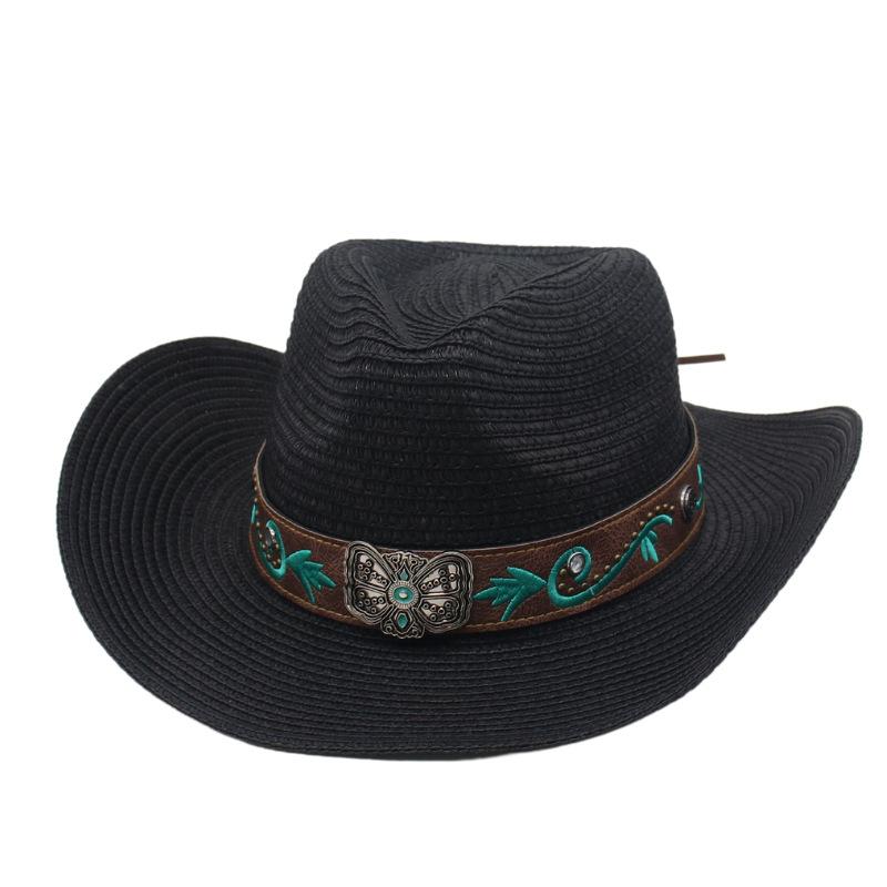 Lightweight Foldable Adjustable Straw Western Cowboy Big Brim Beach Hat for Men and Women Seaside Vacation Spring Summer Outdoor Travel
