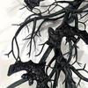 Halloween Wreath with Fake Raven - Spooky Black Plastic Hanging Decoration,for Haunted Houses,Fall Parties,Thanksgiving and Day