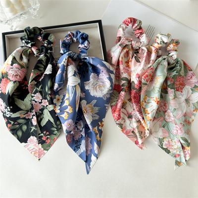 Bandeau en satin imprimé floral, style bohème, avec nœud, élastique pour cheveux, nouvelle collection 2025