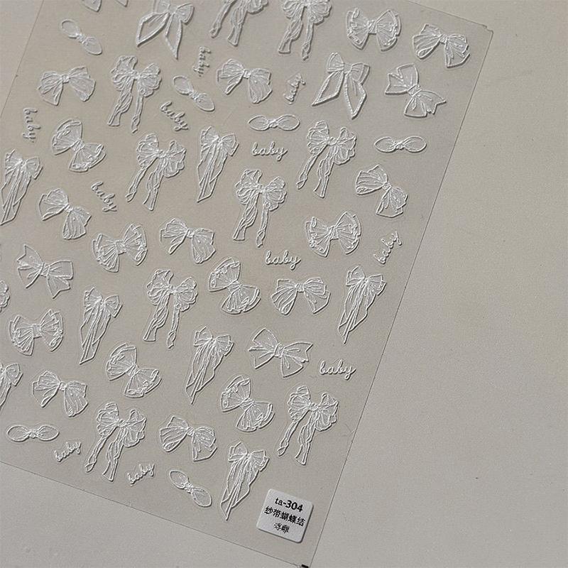 Bowtie Nail Stickers Bow Long Ribbon Tie Self Adhesive Nail Art Decorations Stickers Manicure Decals Diy Irregular Slider