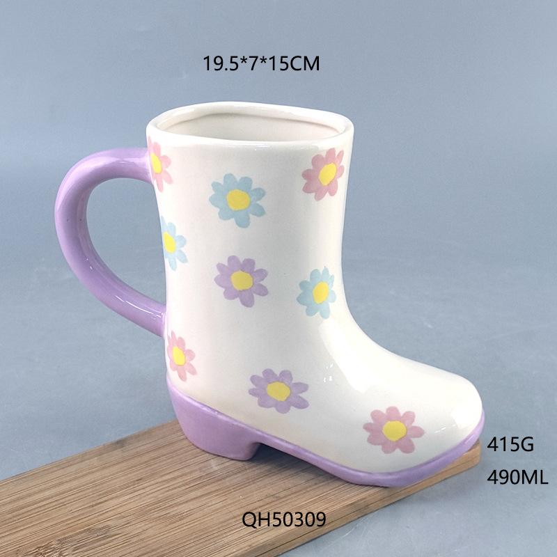 

Creative Cute Ceramic Flower Boot Mug Ins Style High Heel Shoe Cup 490ml