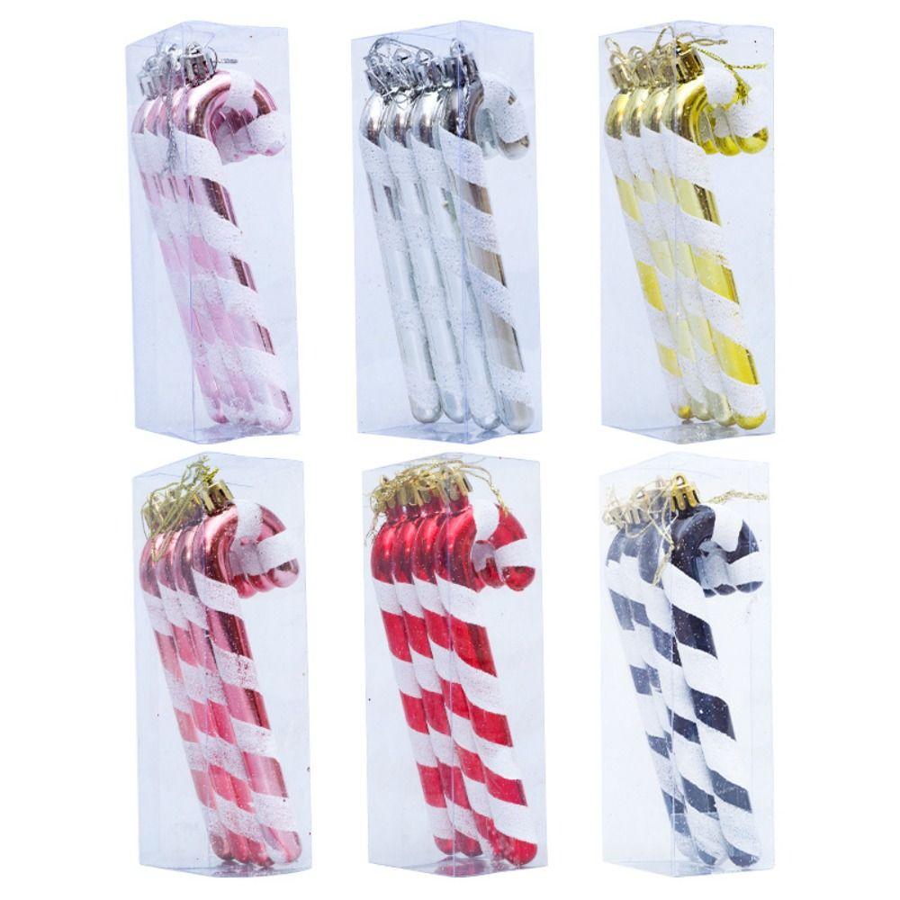 4pcs Shatterproof Lollipop Cane Pendant Plastic Christmas Tree Pendant  Merry Christmas Decoration