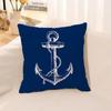 Nautical Theme Pillow Case Anchor Print Pillow Case Living Room Sofa Office Seat Cushion Cover Bedroom Bedside Home Decoration,