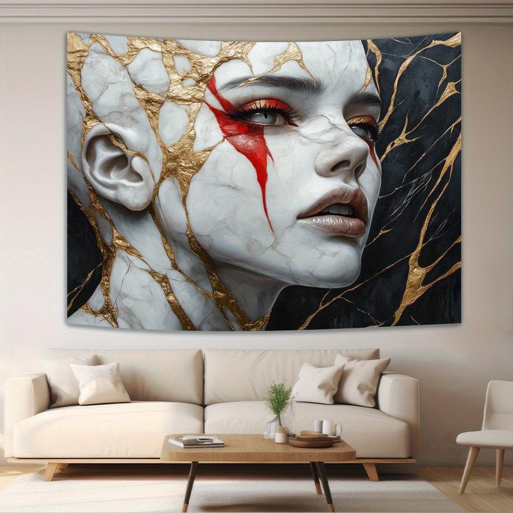 

Golden Crack and Red Tear Tapestry - Abstract Art Design, Gift for Home and Dormitory, Fashionable and Unique Wall Decorations 70x70cm