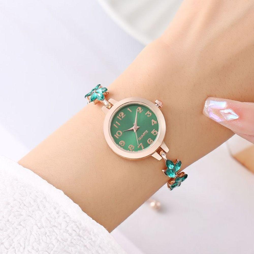 Paarse Bladeren Dames Armband Horloge Cijferplaat Luxe Horloge Elegant Kwarts Horloge Cadeau voor Vrouwen
