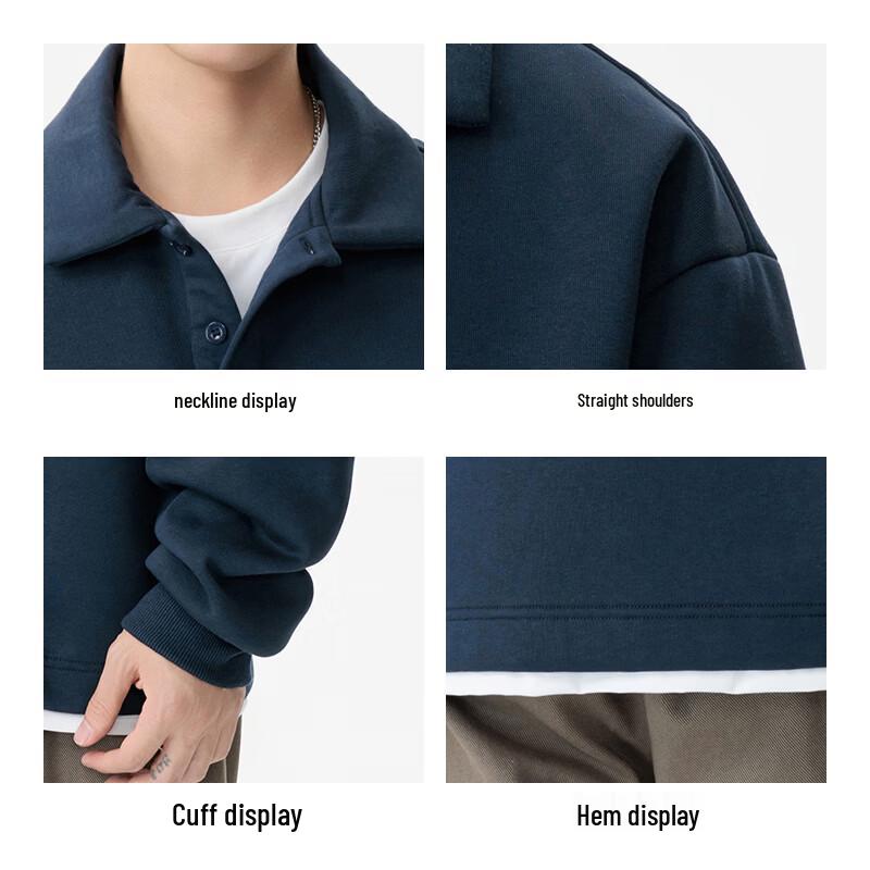 Maoren Men's Heavyweight American Style Polo Collar Sweatshirt